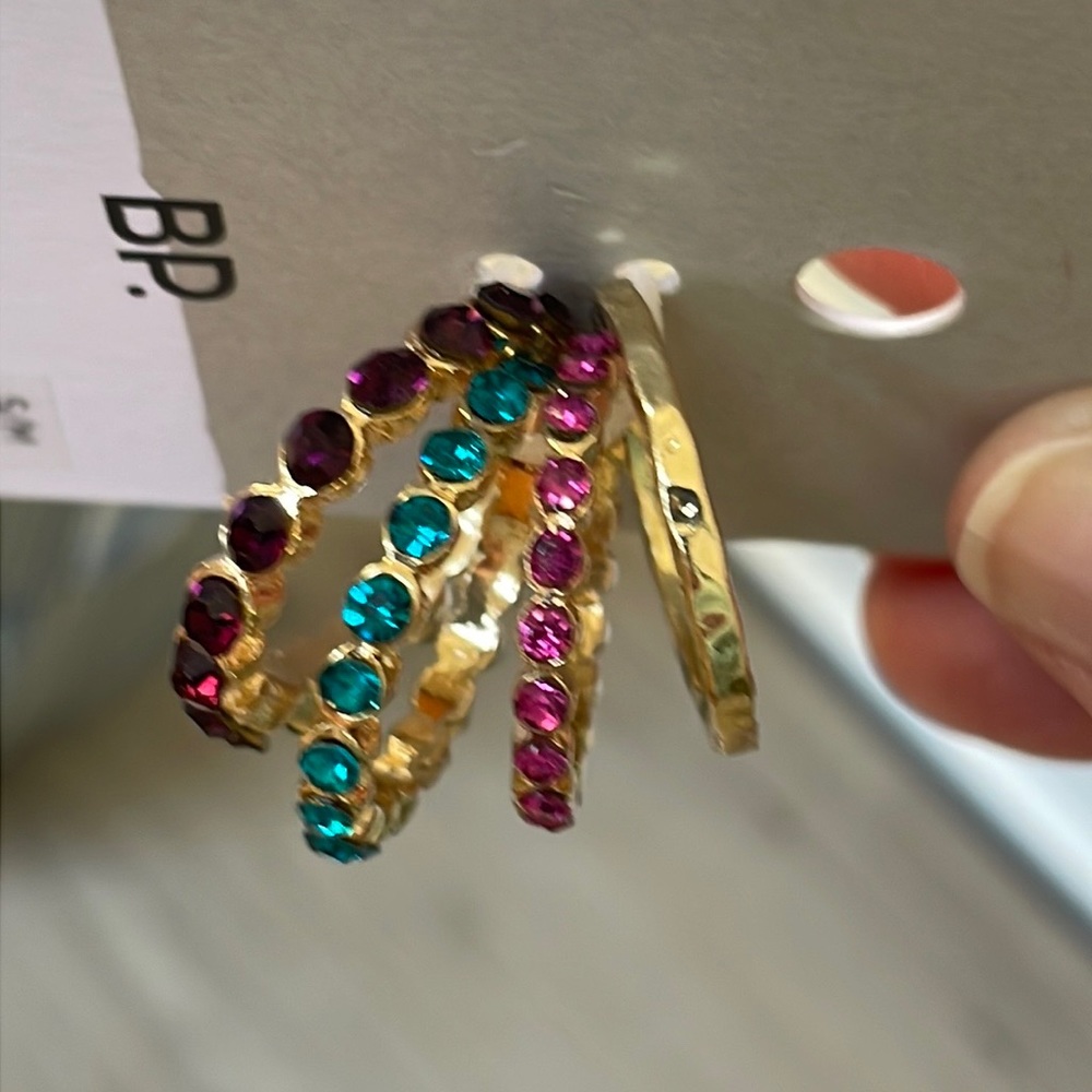BP Gold Tone Rhinestone Stacking Rings - Picture 3 of 4